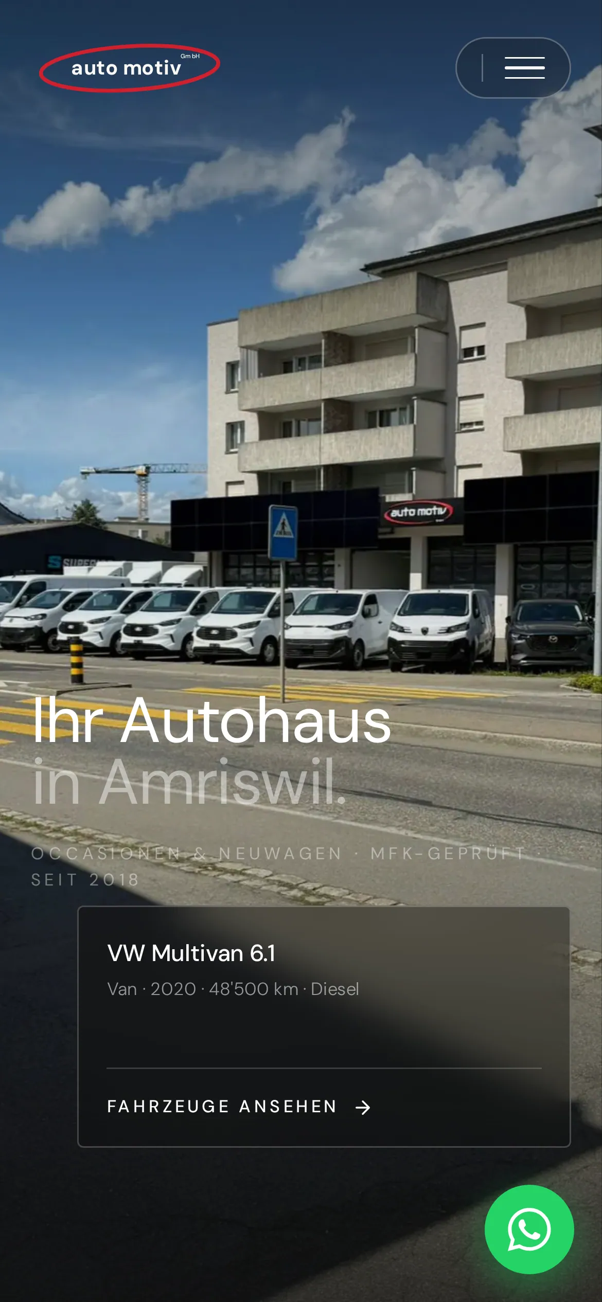 Startseite von auto-motiv.ch am Smartphone