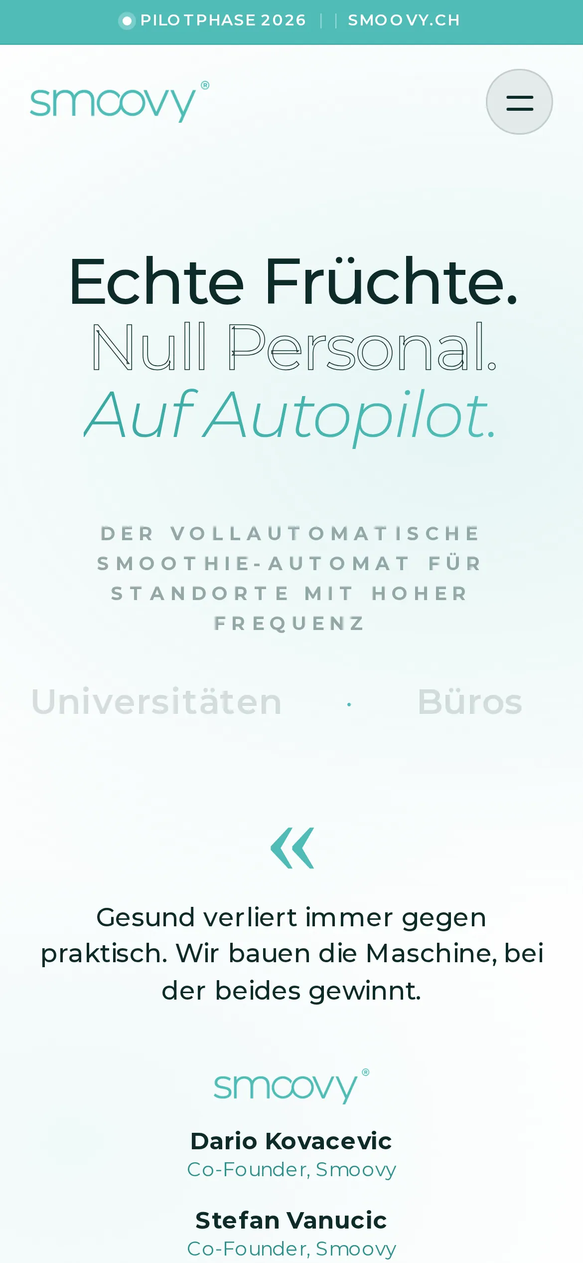 Startseite von smoovy.ch am Smartphone