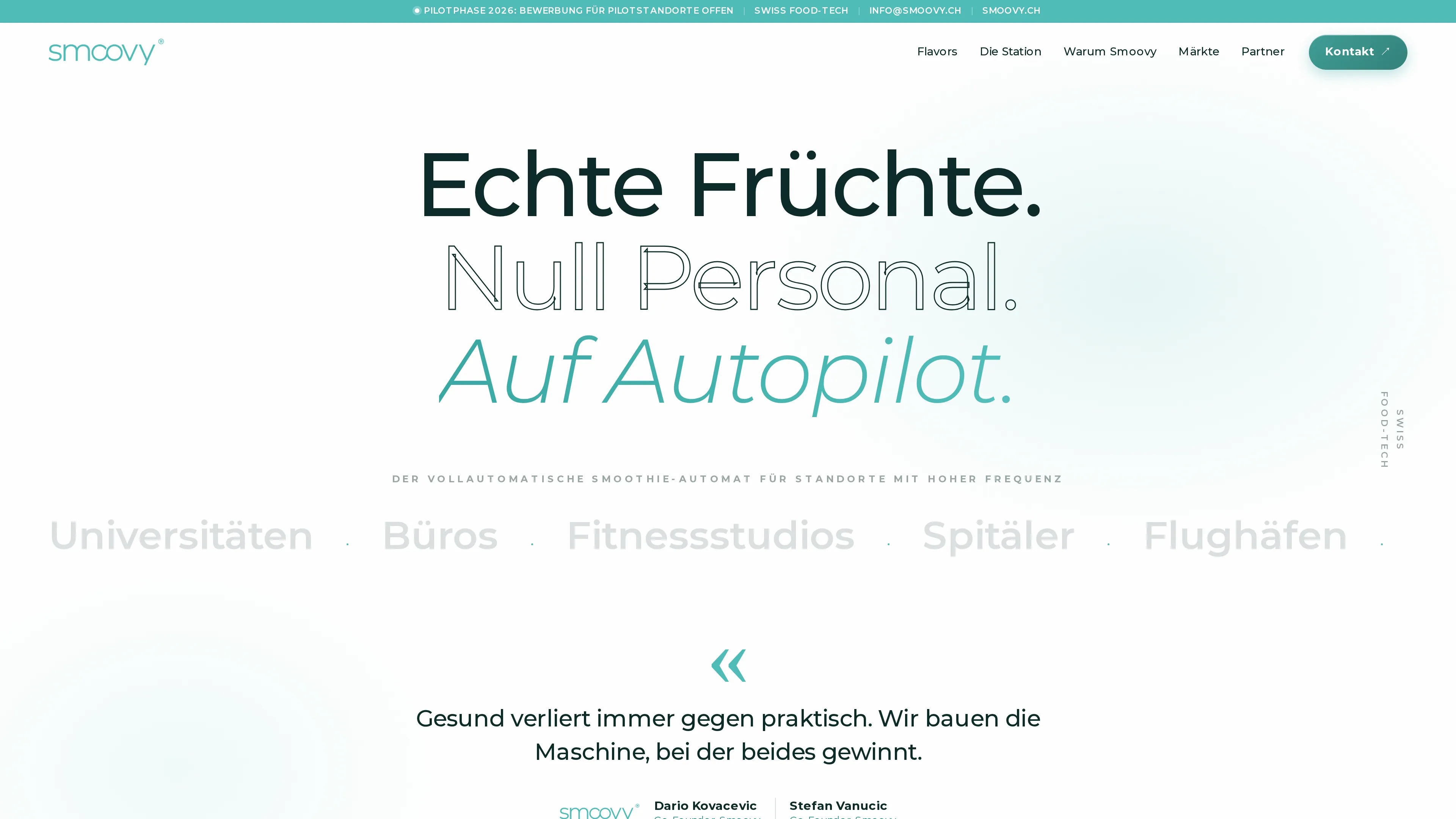 Startseite von smoovy.ch am Desktop